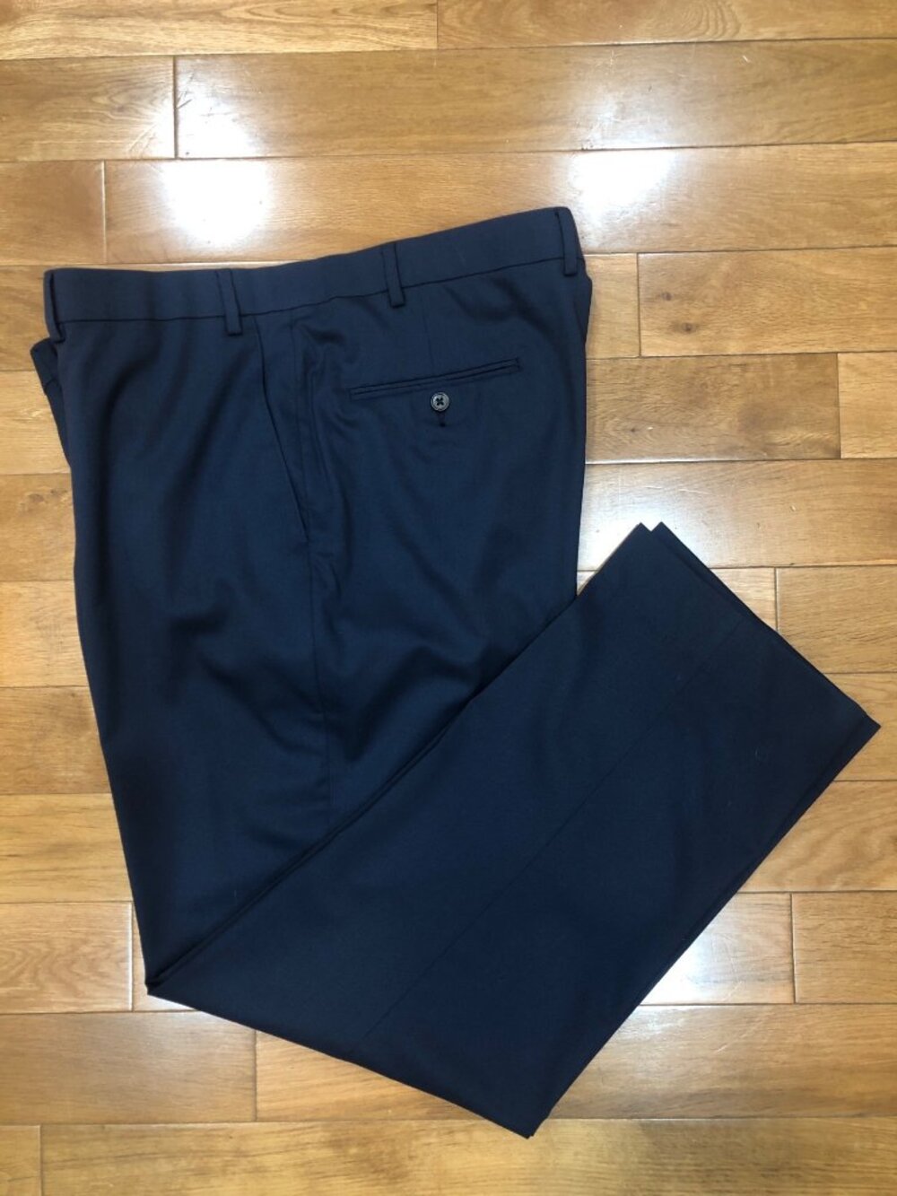 Hart Schaffner Marx Navy Blue Wool Stretch Dress Pants Trousers 40R Slacks